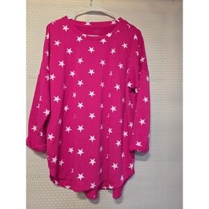 Cabana Crown Ivy Festival Stars Resort Wear Pink 3/4 Sleeve Large L Blouse